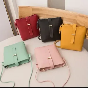 Mini Bucket Slim Leather Bag with Sleek Strap Design