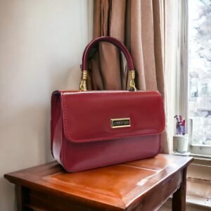 Elegant Top-Handle Leather Jimmy Choo Handbag with Gold Details